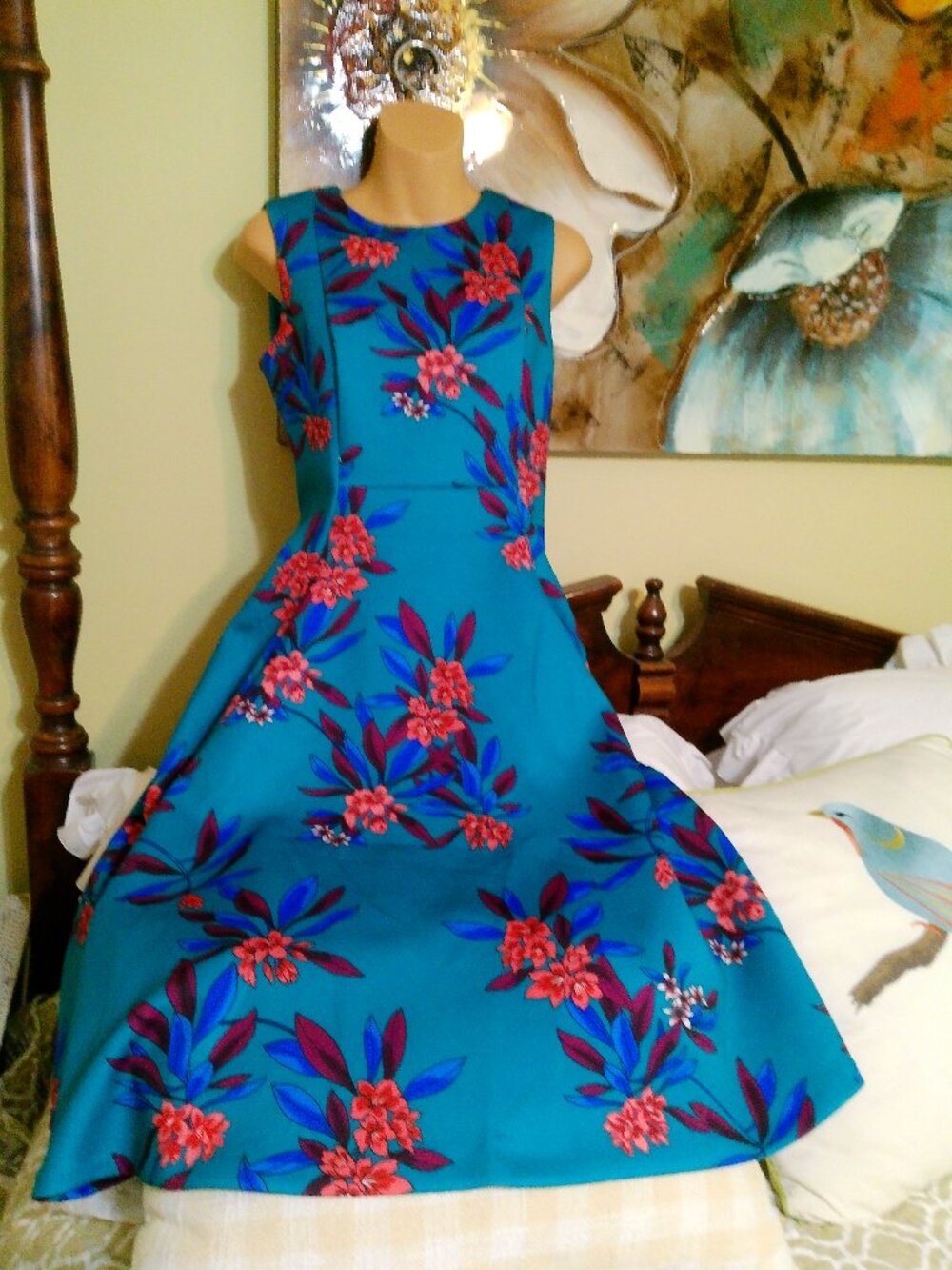 CALVIN KLEIN DRESS SIZE 6 TEAL BLUE DRESS GREAT CONDITION
